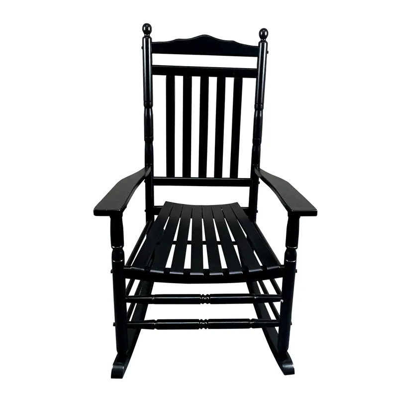 Balcony Porch Adult Rocking Wood Chair - Black