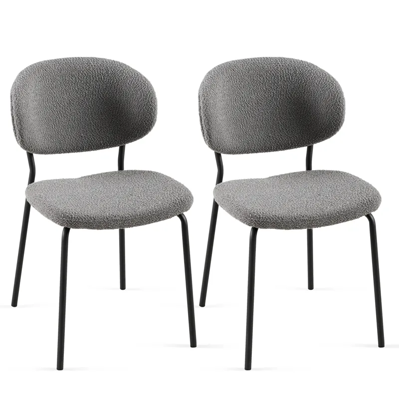 Boucle Dining Chairs, Dining Chairs With Metal Legs For Dining Room, Kitchen, Living Room (Set of 2)