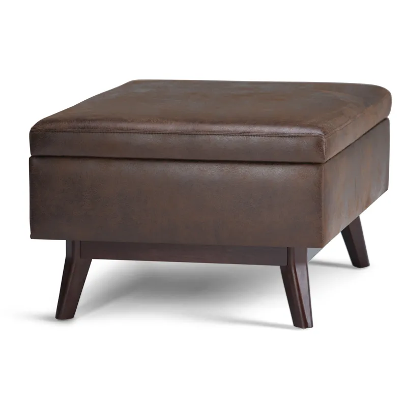 Owen - Coffee Table Storage Ottoman - Distressed Chestnut Brown