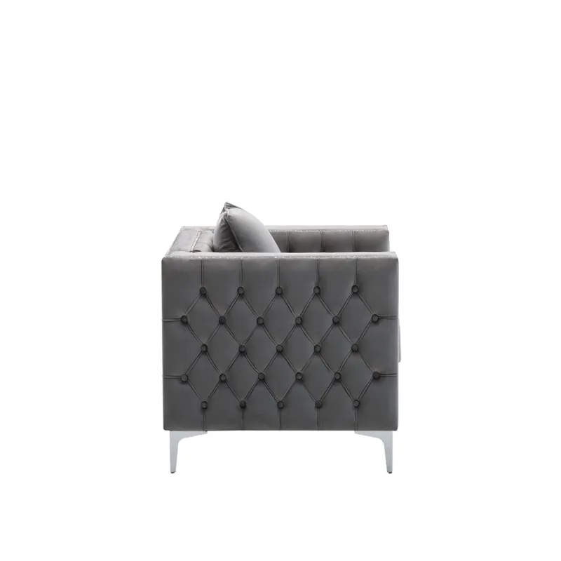 Lorreto - Velvet Chair - Gray
