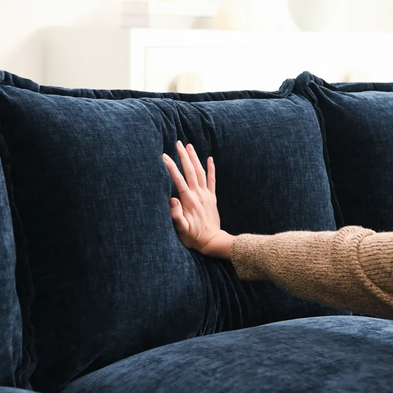 Modern L Shaped Chenille Cloud Sofa With Double Seat Cushions, 5 Seat Upholstered Indoor Furniture, 