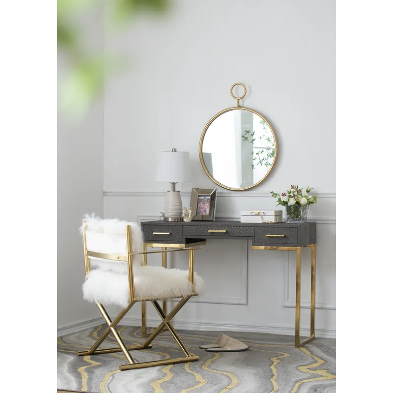 Circle Wall Mirror With Iron Frame, Accent Mirror For Living Room, Entryway, Office - Gold