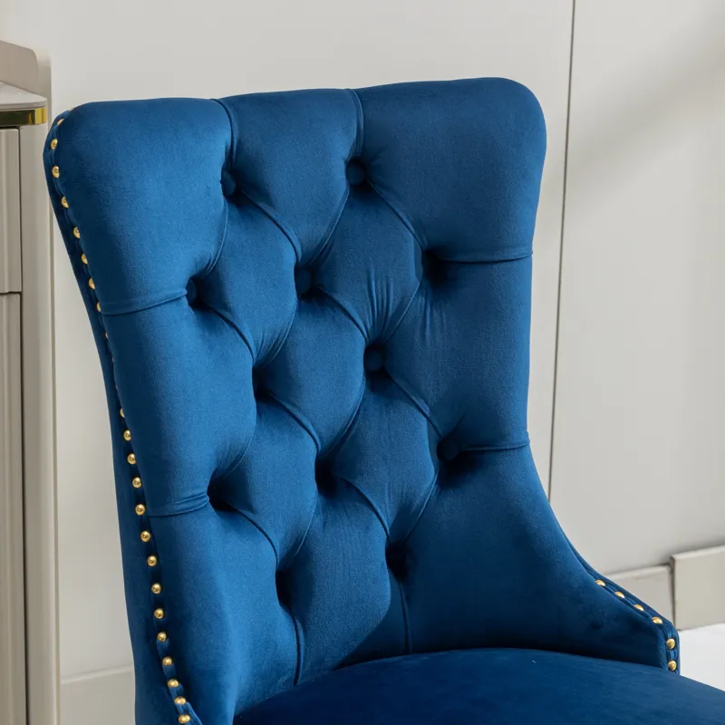 Nikki - Modern, High-End Tufted Solid Wood Contemporary Velvet Upholstered Dining Chair With Golden 