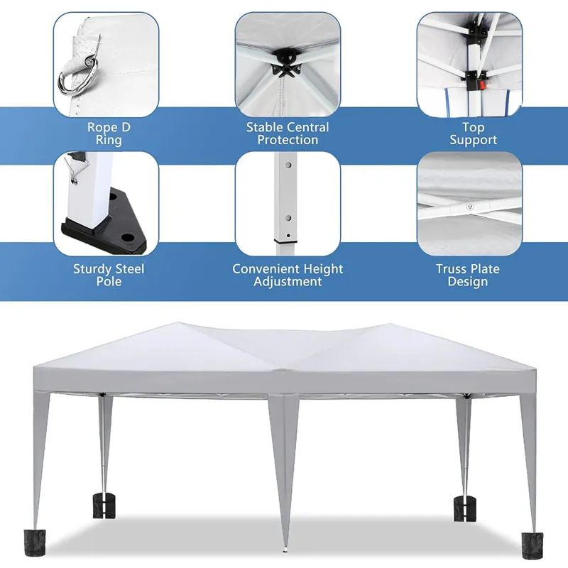 10X20 Ez Pop Up Canopy Outdoor Portable Party Folding Tent With 6 Removable Sidewalls + Carry Bag + 