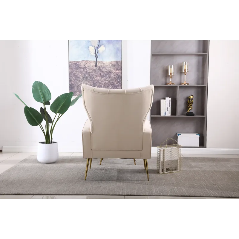 Modern Accent Chair With Ottoman, Comfy Armchair For Living Room, Bedroom, Apartment, Office - Beige