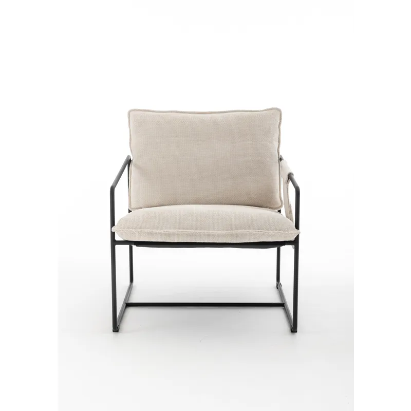 Upholstered Hanging Armchair With Arm Pocket Metal Frame, Crushed Foam Cushions And Skin-Friendly Br