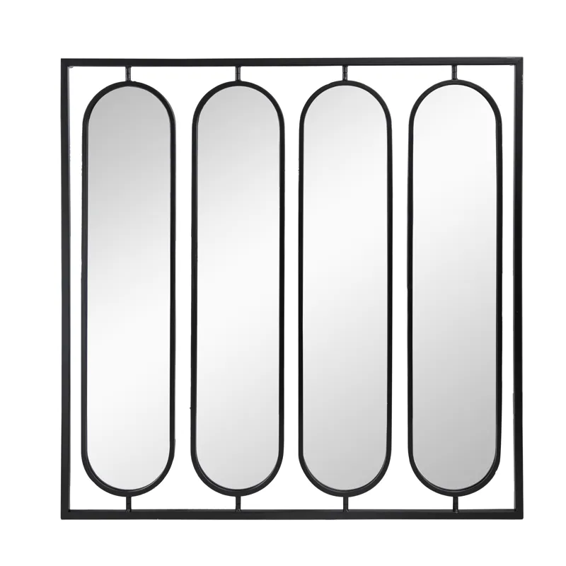 Large Four Oval Wall Mirror With Square Frame, Home Decor For Living Room, Bedroom, Entryway, Office