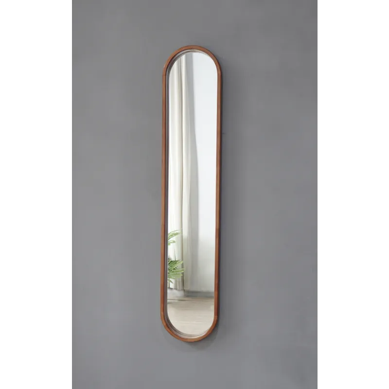 Decorative Rubber Frame Mirror With Elongated Oval Frame - Brown