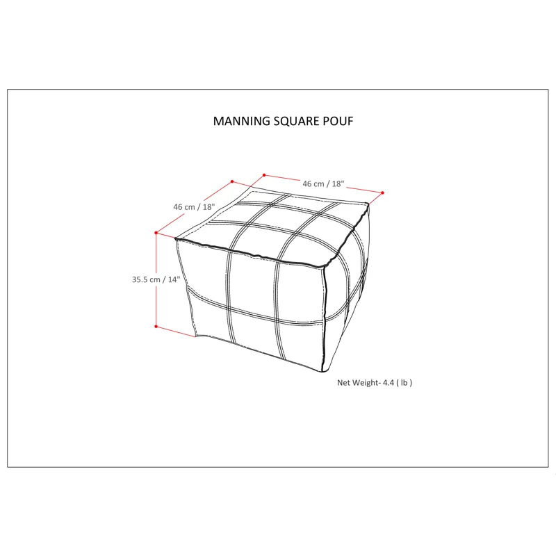 Manning - Square Pouf - Teal