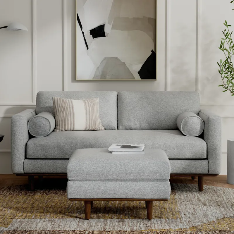 Morrison - 72\" Sofa and Ottoman Set - Mist Gray