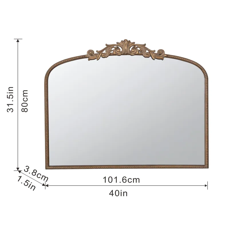 Classic Design Arch Mirror And Baroque Inspired Frame For Living Room Bathrrom Enterway Console - Go