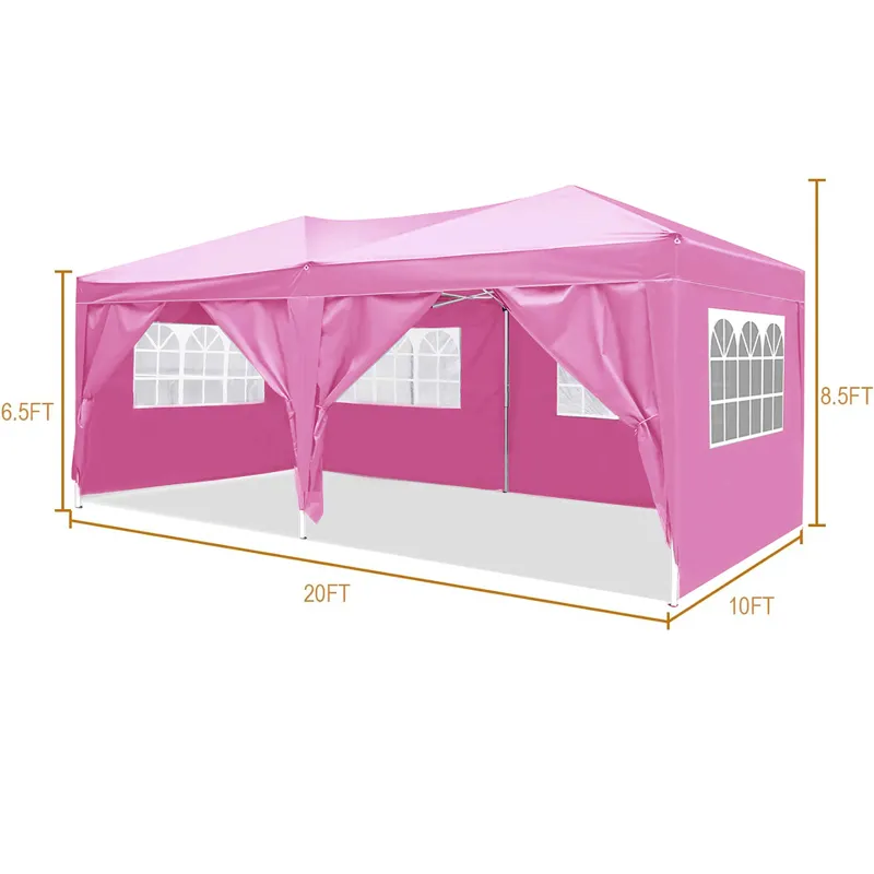 10\'X20\' Folding Canopy With 6 Removable Sidewalls Outdoor Event Shelter UPF 50+ Gazebo Portable Te