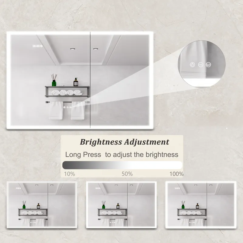 Bathroom Medicine Cabinet With Lights, 36×24\" LED Medicine Cabinet With Mirror, Double Door Lighted