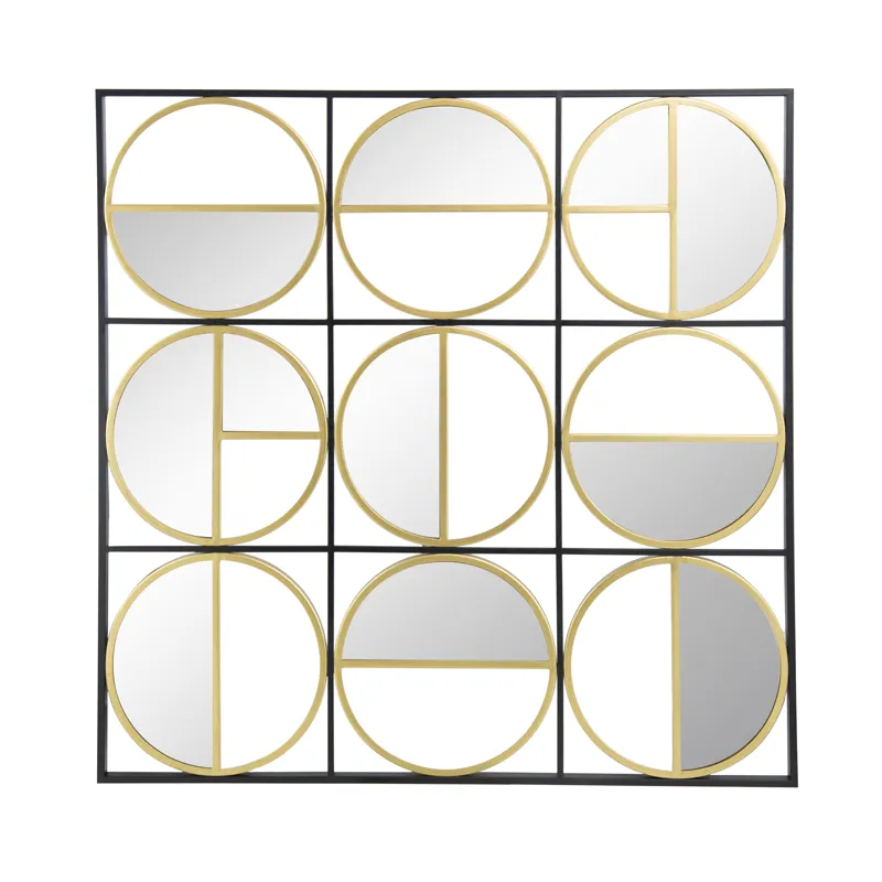 Eclectic Styling Metal Beaded Wall Mirror With Contemporary Design For Bedroom, Liveroom & Entryway 