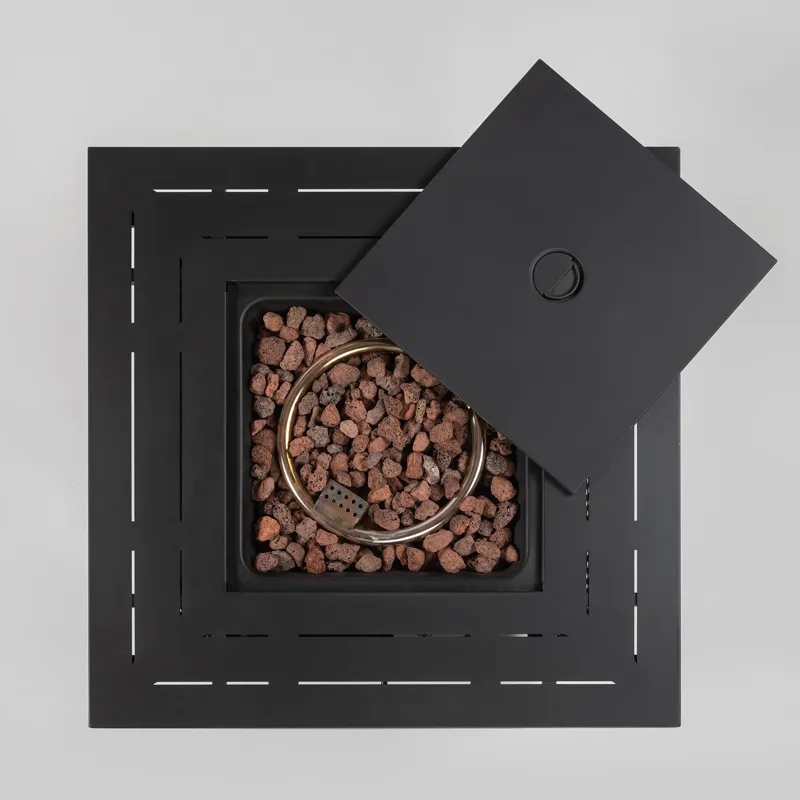 28\" Wicker Square Fire Pit Table - Black Brown