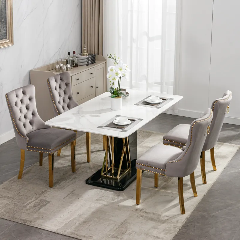Nikki - Modern, High-End Tufted Solid Wood Contemporary Velvet Upholstered Dining Chair With Golden 