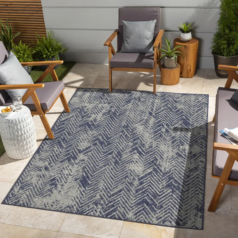 Sunshine - 2\'7\" X 7\'3\" Indoor / Outdoor, Area Rug Polypropylene - Blue