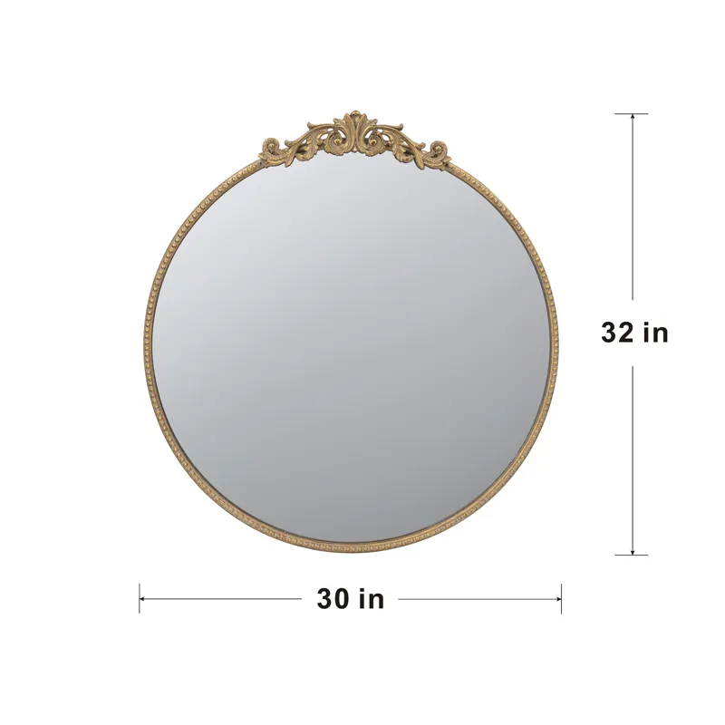 Round Wall Mounted Mirror With Metal Frame For Bathroom Living Room - Gold