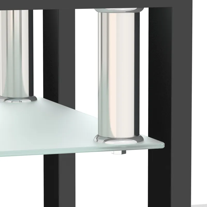 Modern Tempered Glass Tea Table, End Square Table For Living Room - Transparent / Black