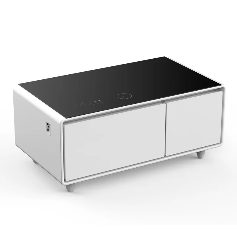 Modern Smart Coffee Table With Built-In Fridge, Bluetooth Speaker, Wireless Charging, Touch Control 