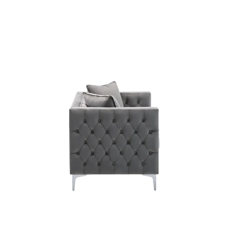 Lorreto - Velvet Loveseat - Gray