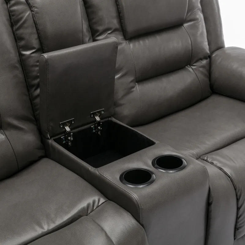 2 Seater Home Theater Recliner Manual Recliner Chair With A Storage Box And Two Cup Holders For Livi