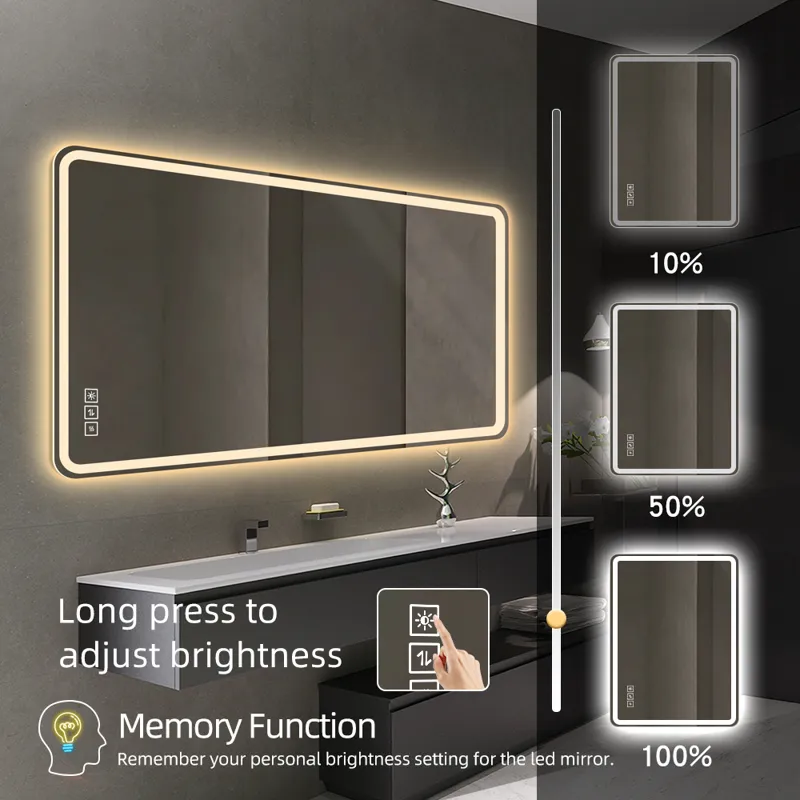 48\" Bathroom Mirror With LED Lights Front And Backlit, Anti-Fog Lighted Vanity Mirrors For Wall Mou