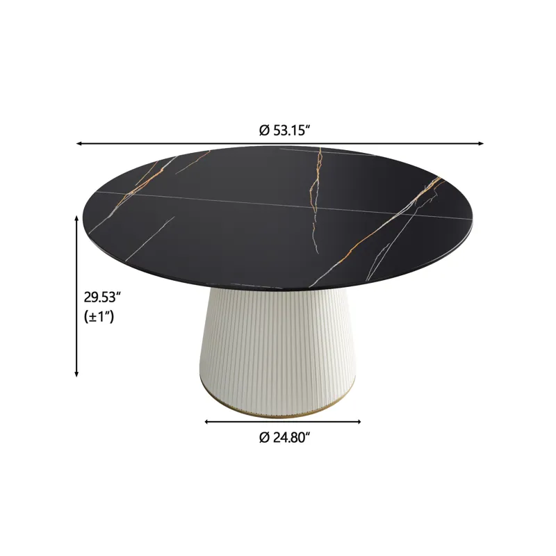 Modern Artificial Stone Round Plywood PU Base Dining Table, Can Accommodate 6 People, (Not Including