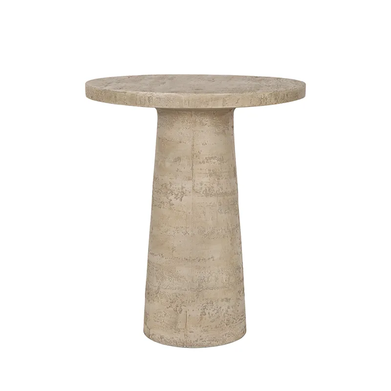 Round Side Table With Pedestal Base - Cream
