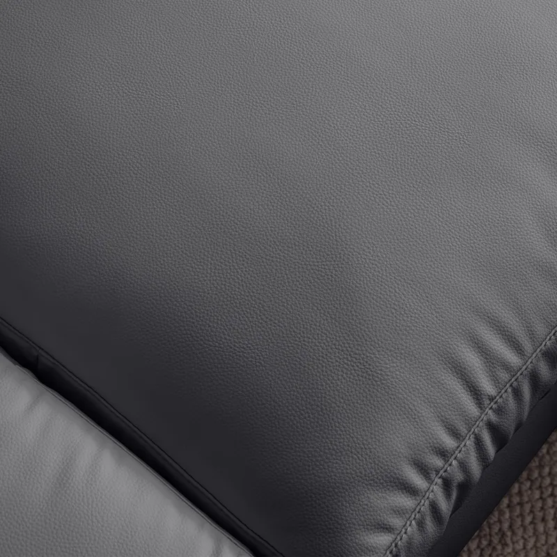 Modern Sectional Technical Leather L-Shaped Sofa Couch With Reversible Chaise Lounge - Dark Gray