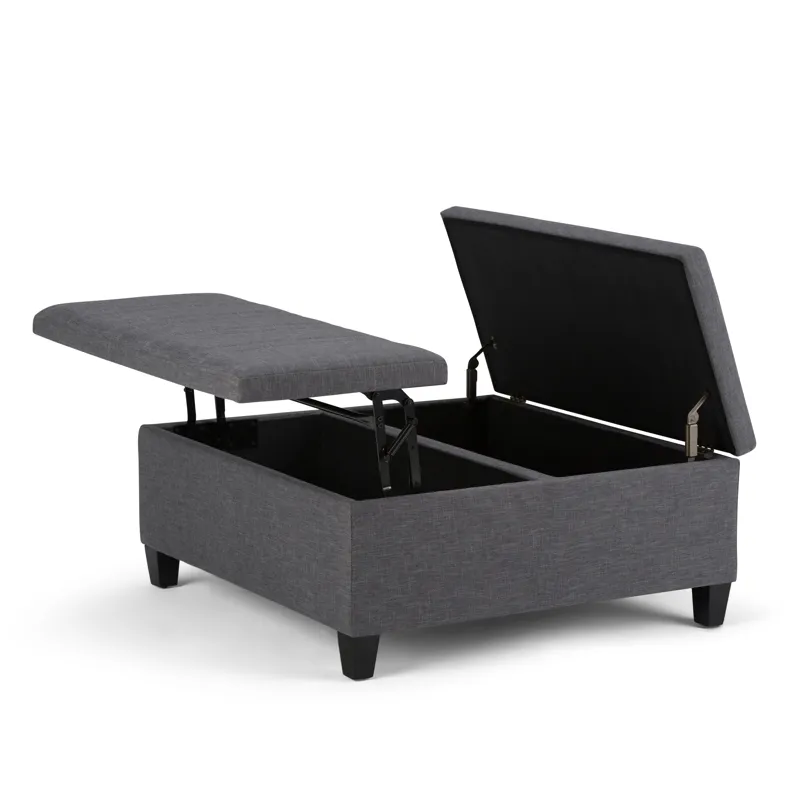 Ellis - Coffee Table Storage Ottoman - Slate Grey