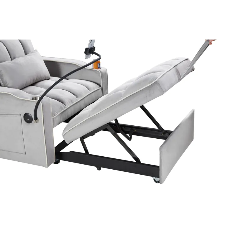 Convertible Sleeper Chair Sofa Bed Adjustable Pull Out Sleeper Chair Bed Multi-Pockets Folding Sofa 