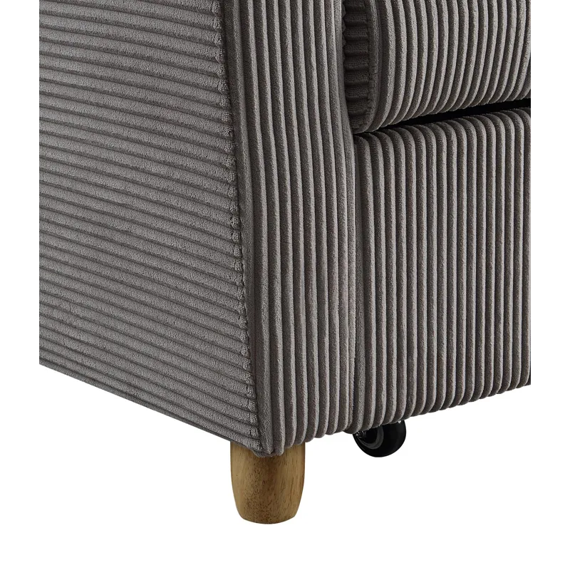 Justine - Corduroy Convertible Sleeper Loveseat - Brown