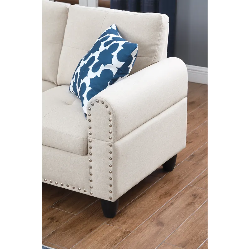 Alger - 98\" Wide Left Hand Facing Sofa & Chaise With Ottoman - Beige