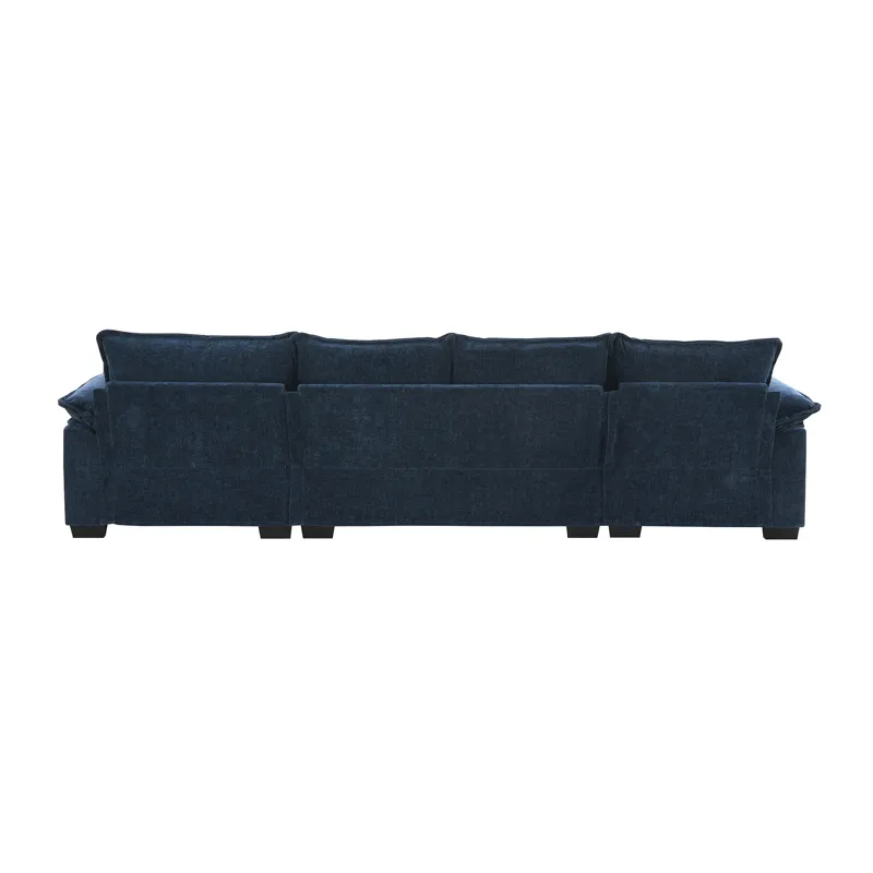 Modern L Shaped Chenille Cloud Sofa With Double Seat Cushions, 5 Seat Upholstered Indoor Furniture, 
