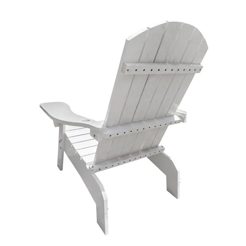 Outdoor Or Indoor Wood Adirondack Chair With An Hole To Hold Umbrella, On The Arm - White