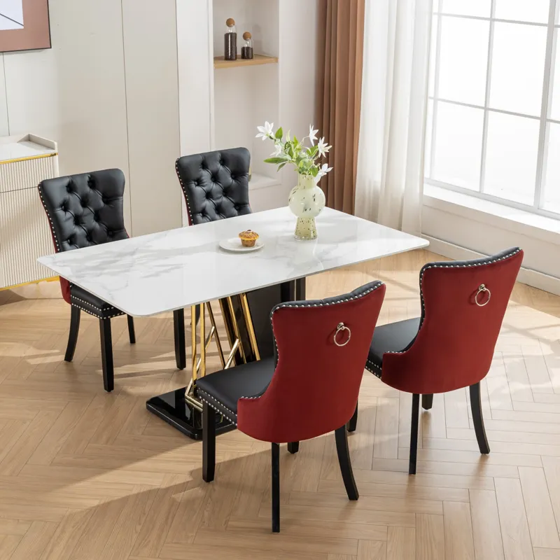Nikki - Modern, High-End Tufted Solid Wood Contemporary PU And Velvet Upholstered Dining Chair With 