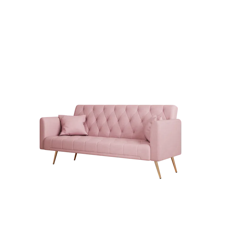 Convertible Double Folding Living Room Sofa Bed - Pink