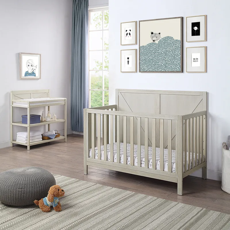 Barnside - 4-in-1 Convertible Crib - Washed Gray