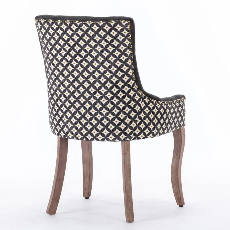 Ultra Side Dining Chair, Thickened Fabric Chairs With Neutrally Toned Solid Wood Legs, Bronze Nail H