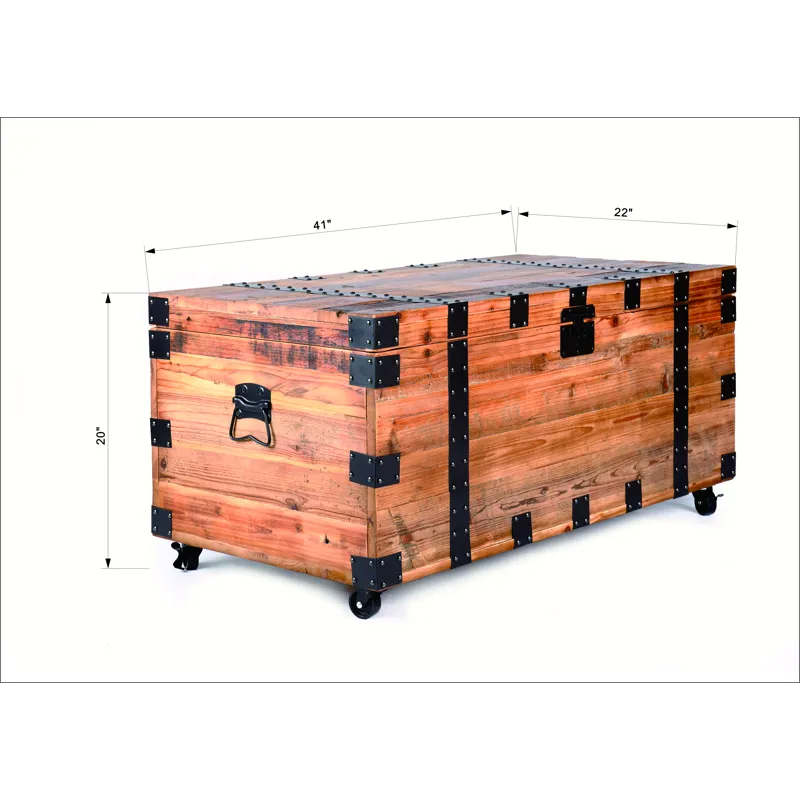 Trunk Table With Four Wheel Large Capacity Storage Coffee Table - Natural / Black