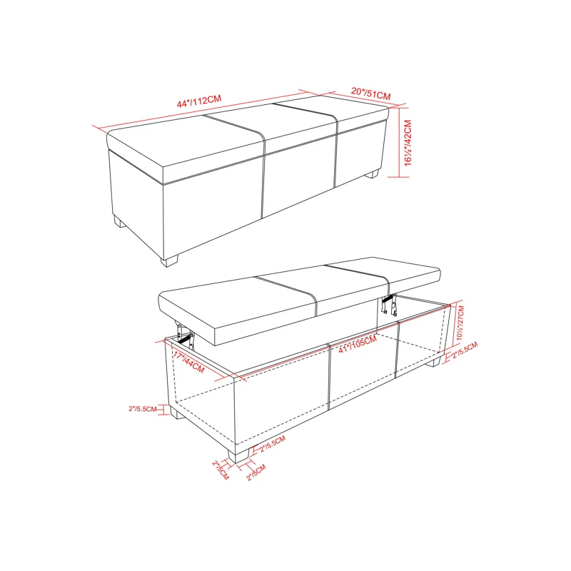 Avalon - Lift Top Rectangular Storage Ottoman - Tanners Brown