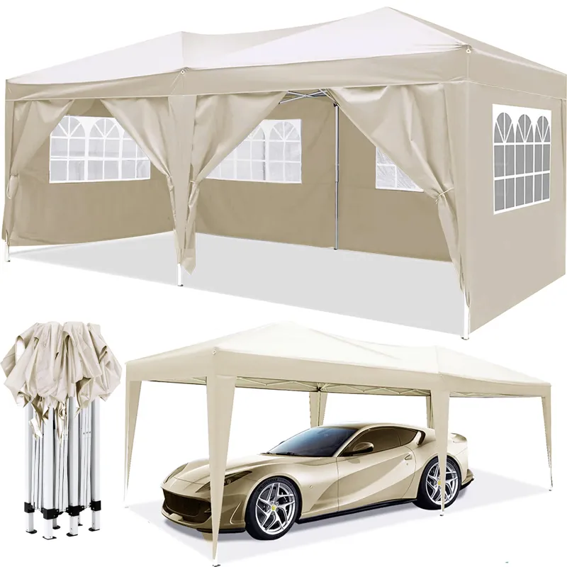 10\'X20\' Ez Pop Up Canopy Outdoor Portable Party Folding Tent With 6 Removable Sidewalls + Carry Ba