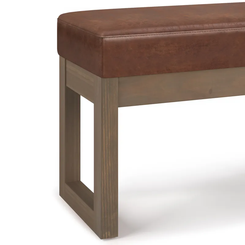 Milltown - Footstool Small Ottoman Bench - Distressed Saddle Brown