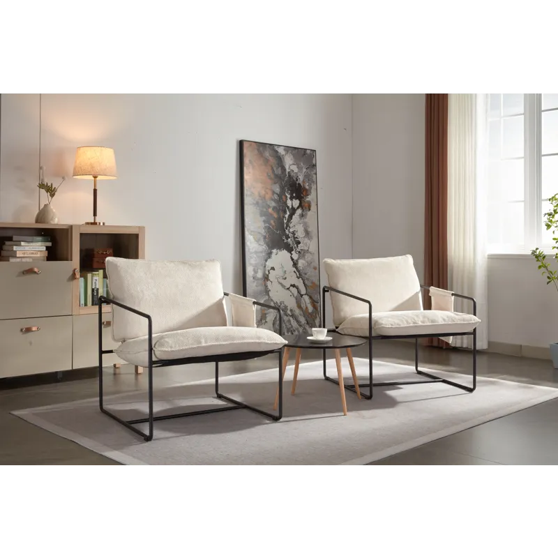 Upholstered Hanging Armchair With Arm Pocket Metal Frame, Crushed Foam Cushions And Skin-Friendly Br