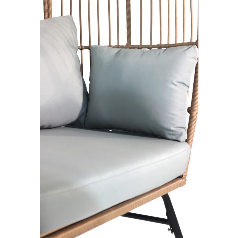 Outdoor Garden Wicker Egg Chair And Footstool Patio Chaise, With Cushions, Outdoor Indoor Basket Cha