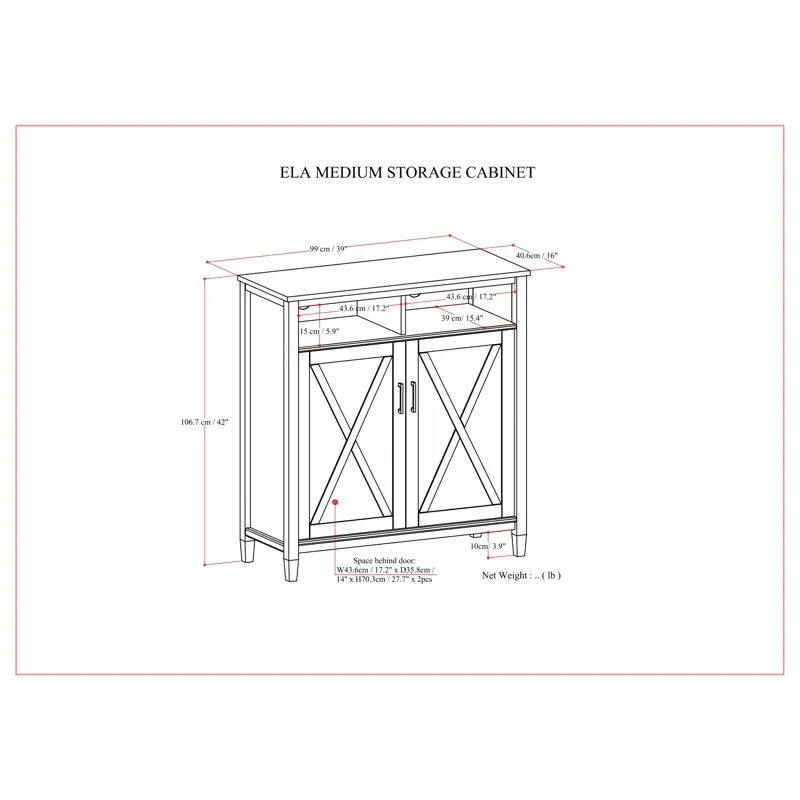 Ela - Medium Storage Cabinet - Smoky Brown
