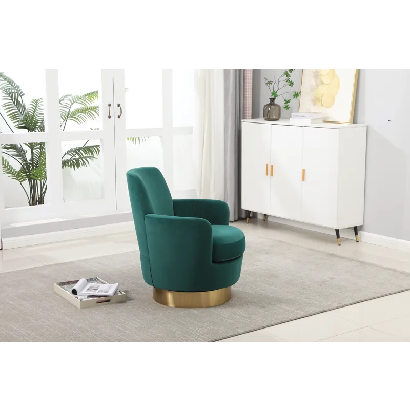Velvet Swivel Barrel Chair, Swivel Accent Chairs Armchair For Living Room, Reading Chairs For Bedroo