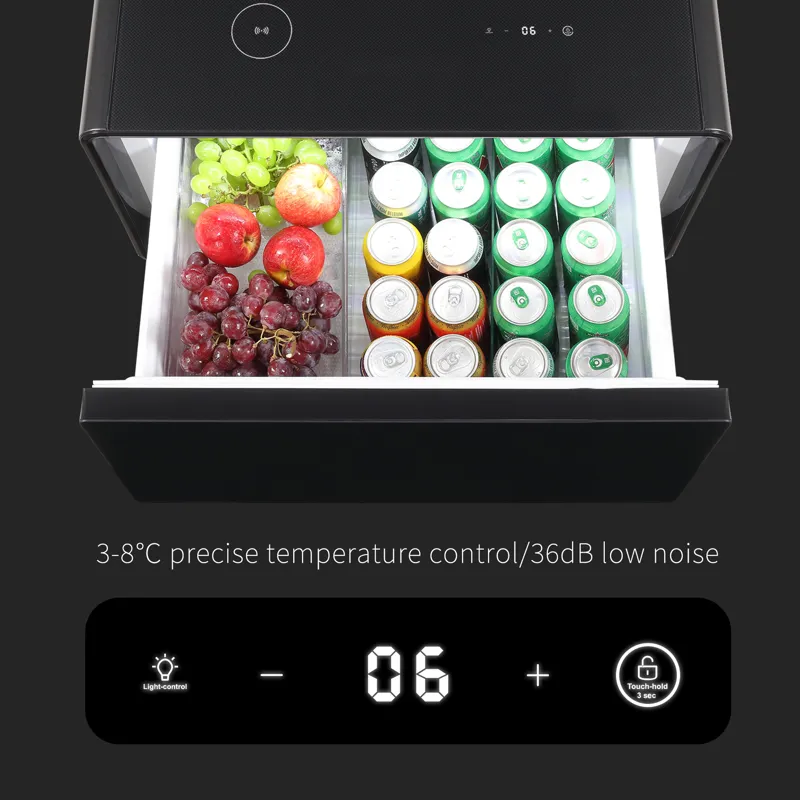 Modern Smart Side Table With Built-In Fridge, Wireless Charging, Temperature Control, Power Socket, 