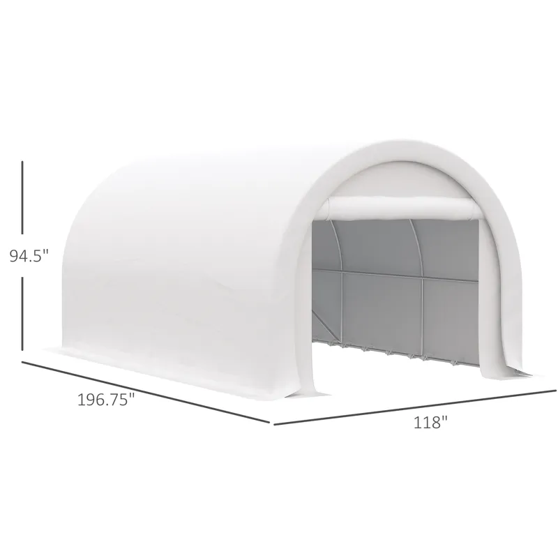 Outsunny - 10\' x 16\' Carport, Heavy Duty Portable Garage Storage Tent With Large Zippered Door, An